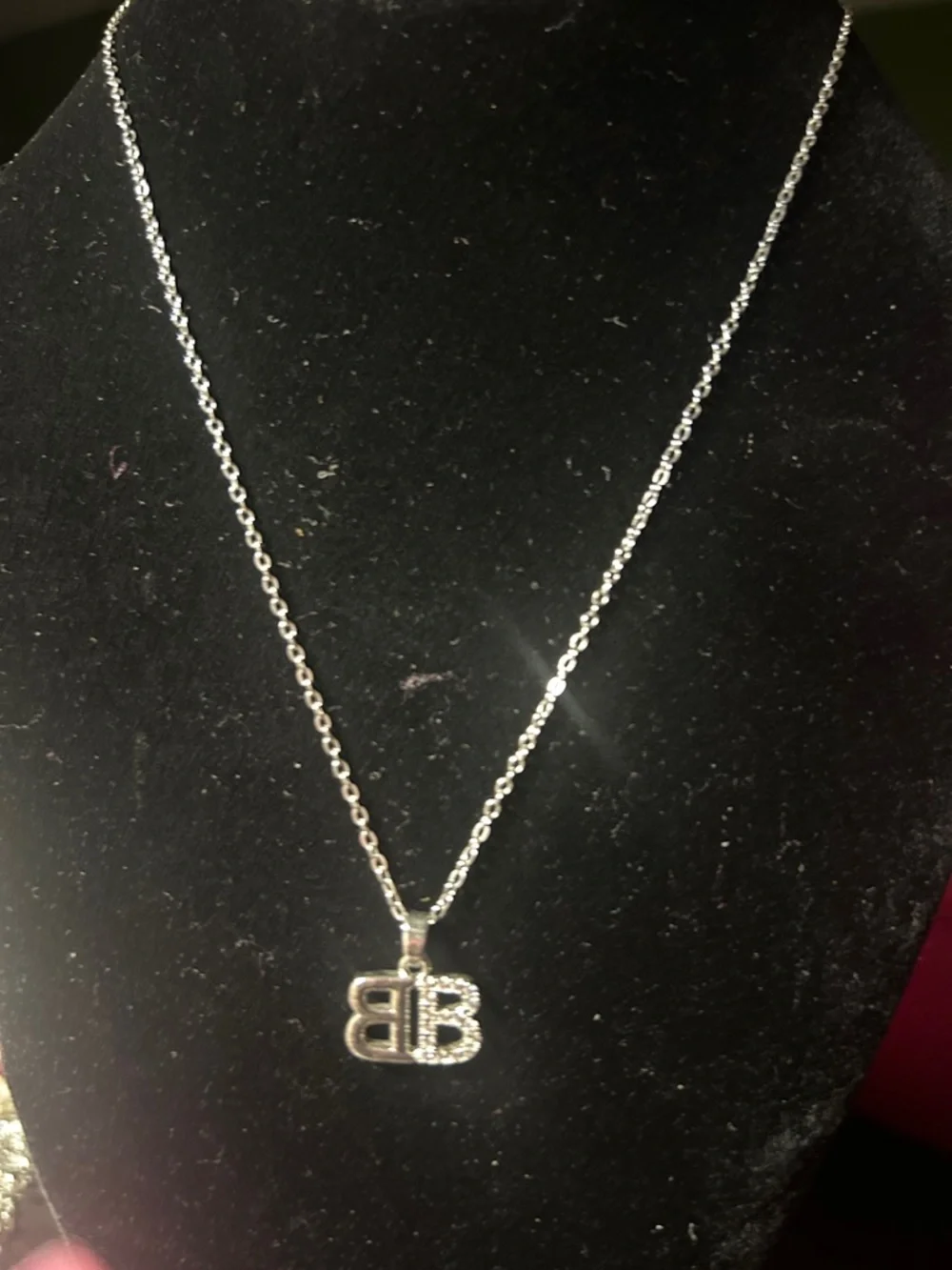 Silver Double-B Pendant Necklace - Elegant Women’s Jewelry - Picture 2 of 5